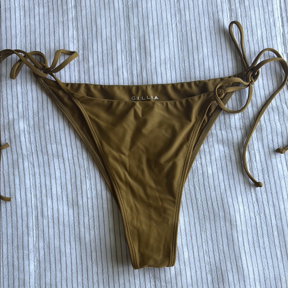 GILLIA Olive Green Tie-Side Bikini Bottom